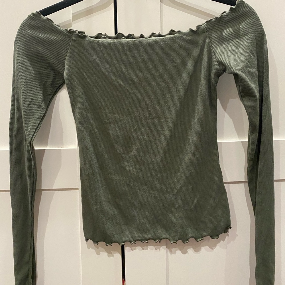 Green off the shoulder top